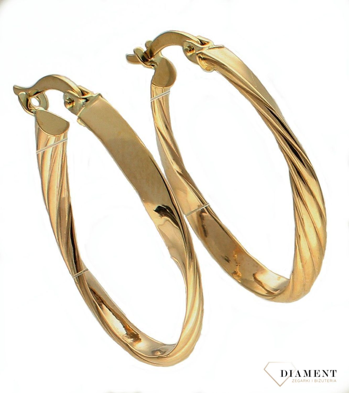 Złote kolczyki damskie 375 owalne grawerowane KL 7075 375 (1).jpg